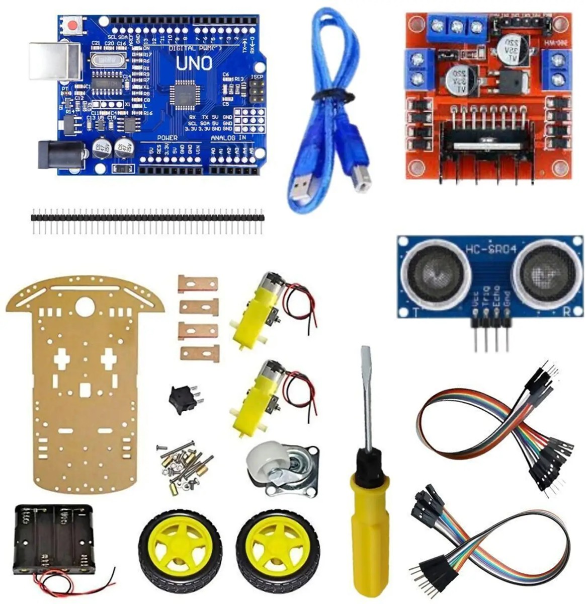 2WD Obstacle Avoiding Robot Kit - DIY Ultrasonic Robotic Project